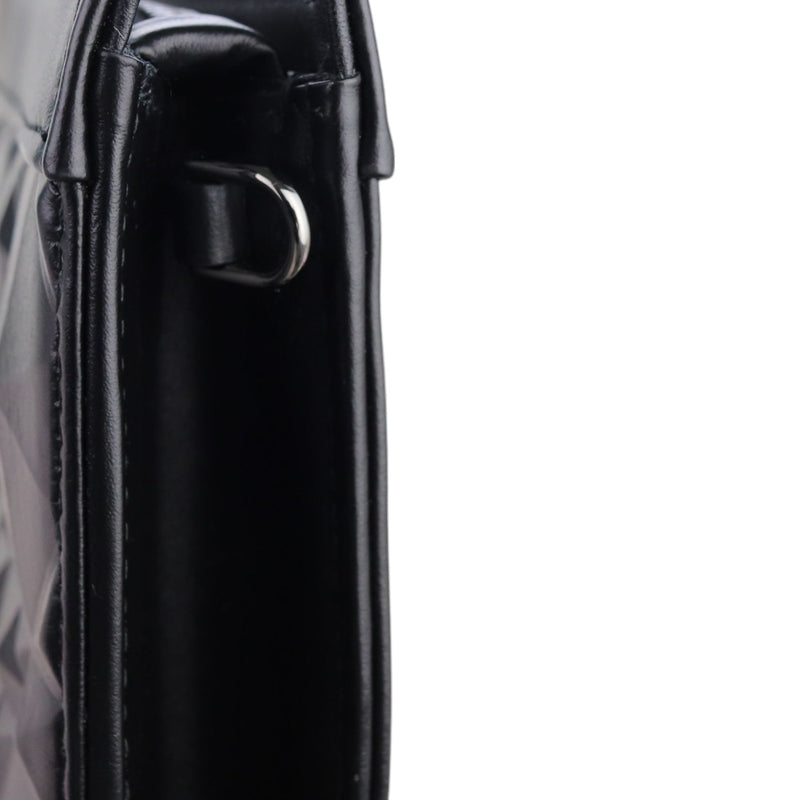 Caro Zipped Pouch with Chain Calfskin Black SHW