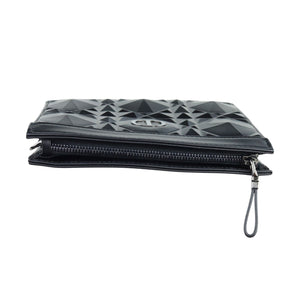 Caro Zipped Pouch with Chain Calfskin Black SHW