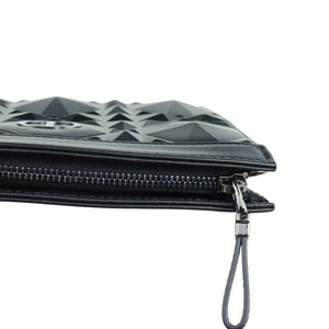 Caro Zipped Pouch with Chain Calfskin Black SHW