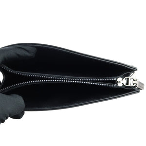 Caro Zipped Pouch with Chain Calfskin Black SHW