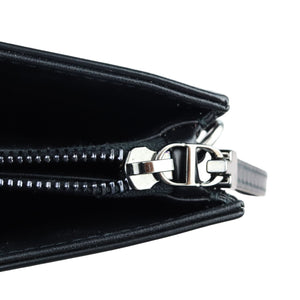 Caro Zipped Pouch with Chain Calfskin Black SHW