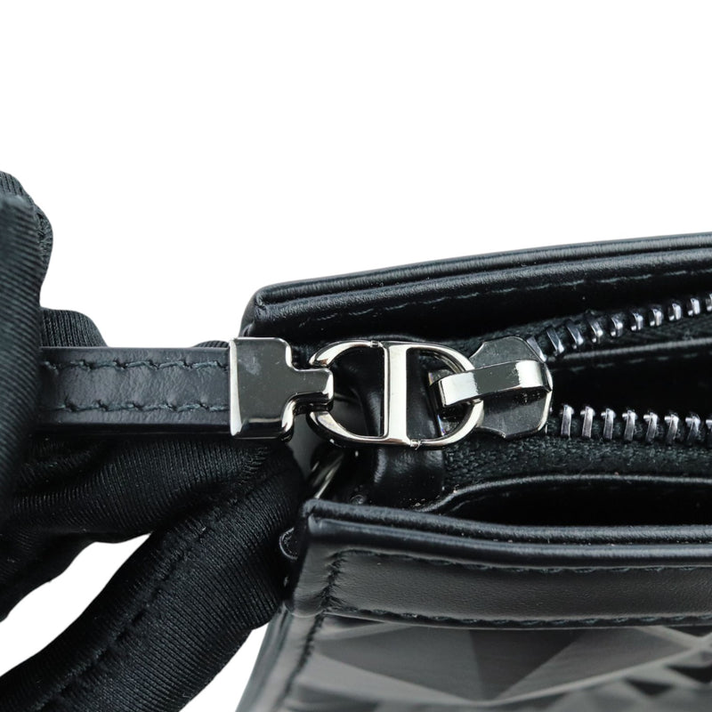 Caro Zipped Pouch with Chain Calfskin Black SHW