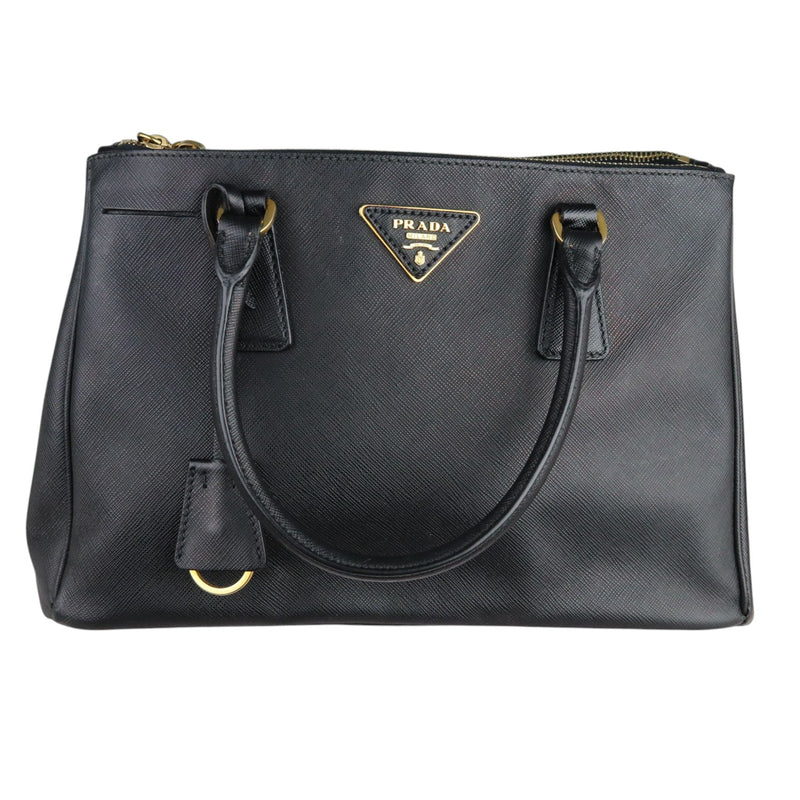 Galleria Double Zip Tote Small Saffiano Black GHW