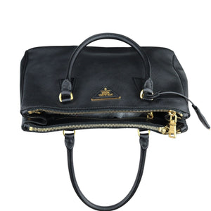 Galleria Double Zip Tote Small Saffiano Black GHW