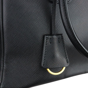 Galleria Double Zip Tote Small Saffiano Black GHW