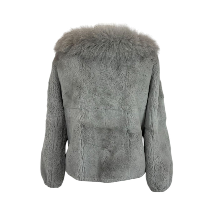 Women's Mid Faux Fox Fur Winter Coat Grey Size XL