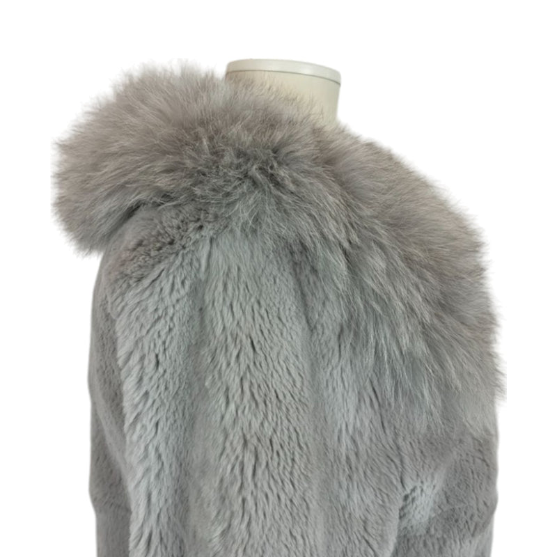 Women's Mid Faux Fox Fur Winter Coat Grey Size XL