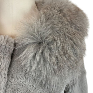 Women's Mid Faux Fox Fur Winter Coat Grey Size XL