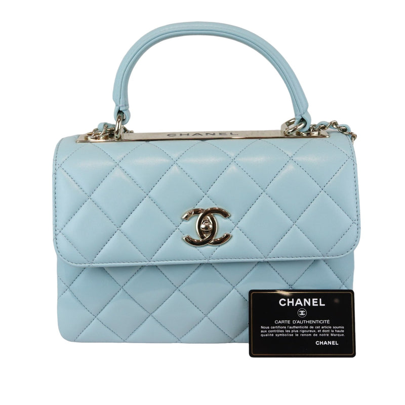 Trendy CC Flap Small Lambskin Quilted Light Blue GHW