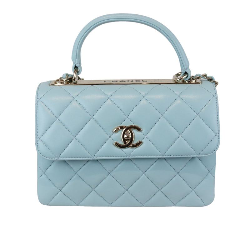 Trendy CC Flap Small Lambskin Quilted Light Blue GHW