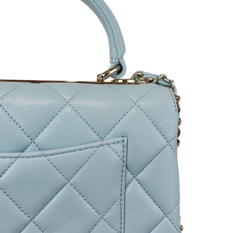 Trendy CC Flap Small Lambskin Quilted Light Blue GHW