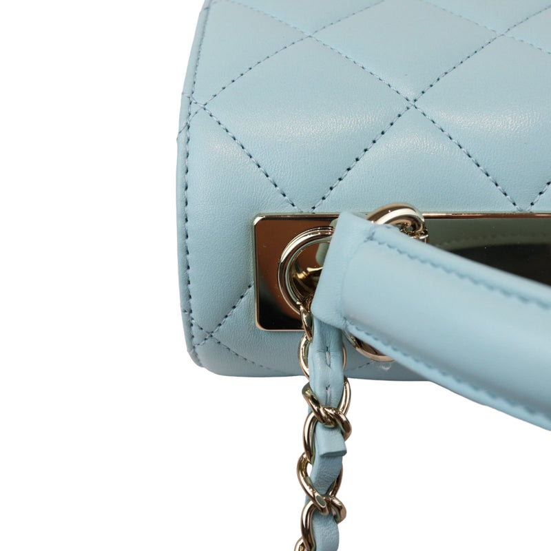 Trendy CC Flap Small Lambskin Quilted Light Blue GHW