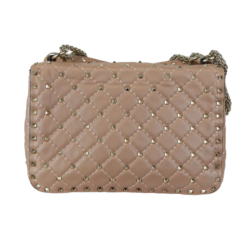 Rockstud Spike Shoulder Medium Lambskin Beige GHW