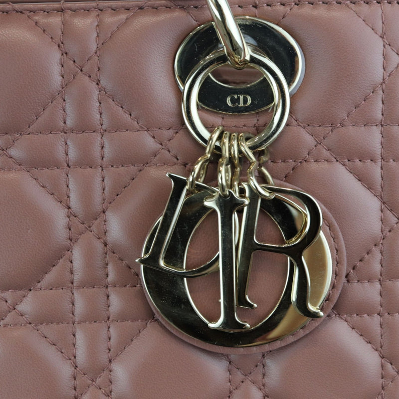 Lady Dior Medium Lambskin Cannage Dark Beige GHW