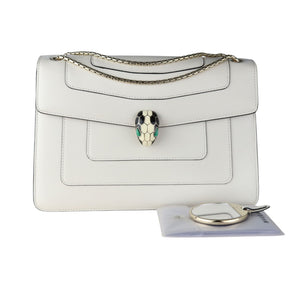 Serpenti Forever Shoulder Calfskin Quilted White GHW