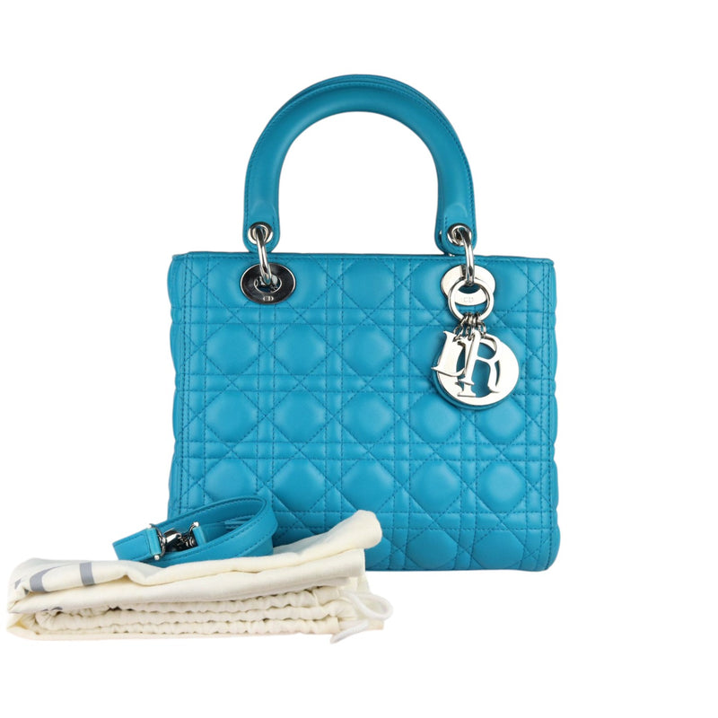 Lady Dior Medium Lambskin Blue SHW