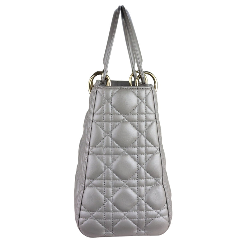 Lady Dior Medium Lambskin Cannage Silver GHW