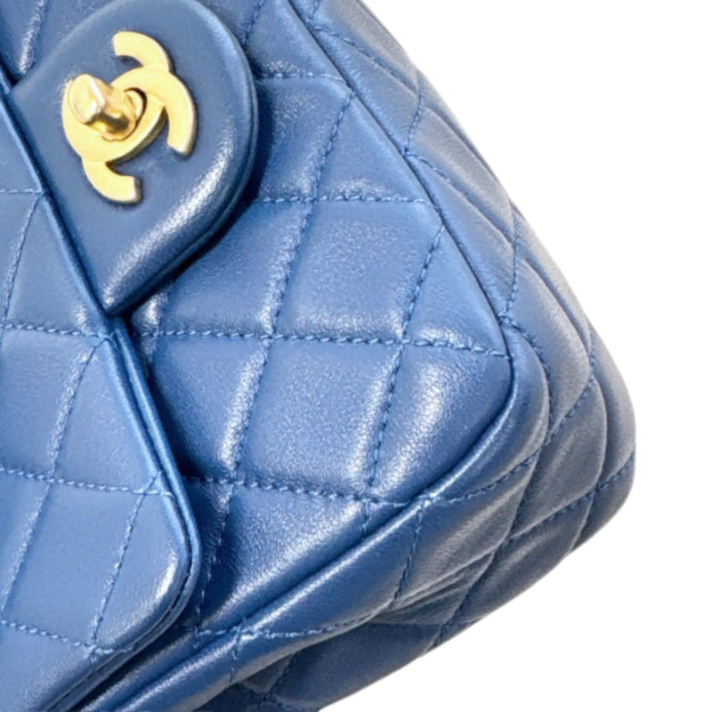 Pearl Crush Flap Mini Lambskin Quilted Blue GHW