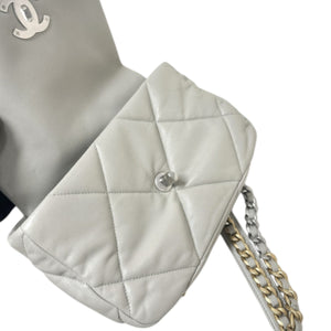 19 Flap Small Lambskin Quilted Grey MHW