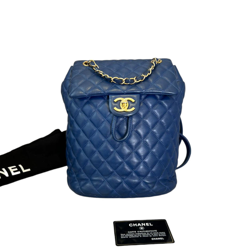 Urban Spirit Backpack Small Calfskin Quilted Blue GHW