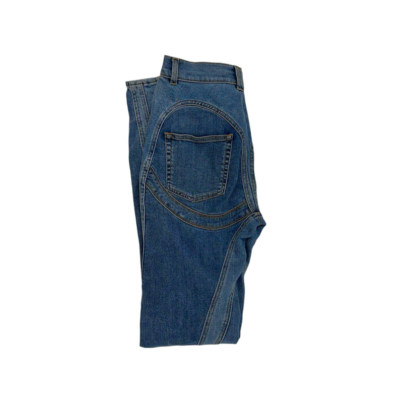 Two-Tone Spiral Skinny Jeans Blue Size 38