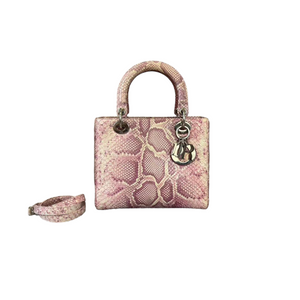 Python Medium Lady Dior Pink Bag SHW