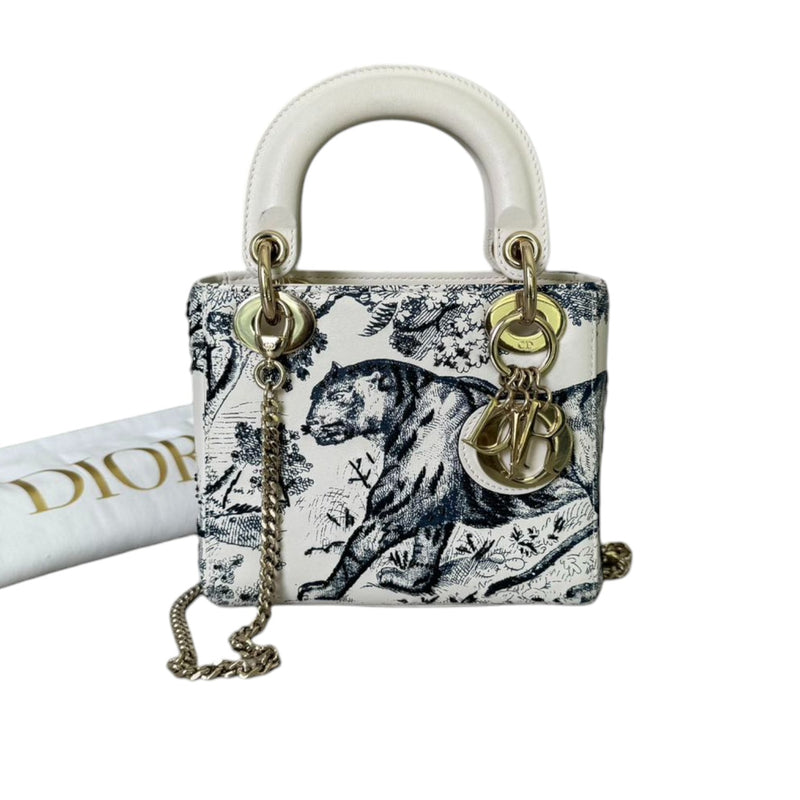 Lady Dior Mini Toile De Jouy Limited Edition Calfskin White GHW