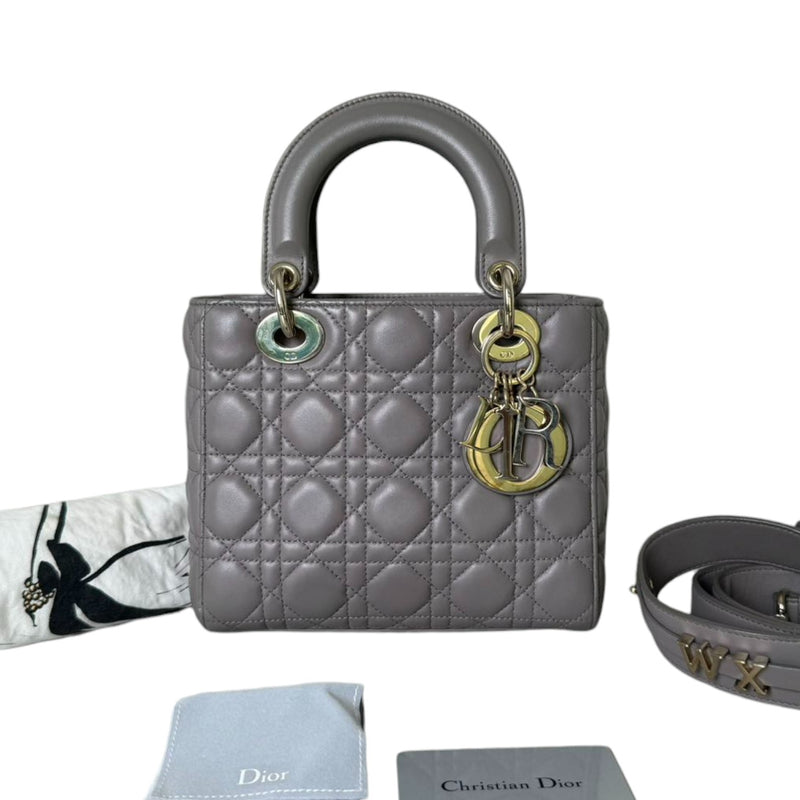 ABCDior Lady Dior Small Lambskin Cannage Grey GHW