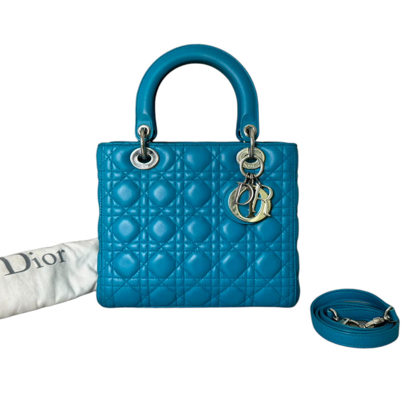 Lady Dior Medium Lambskin Blue SHW