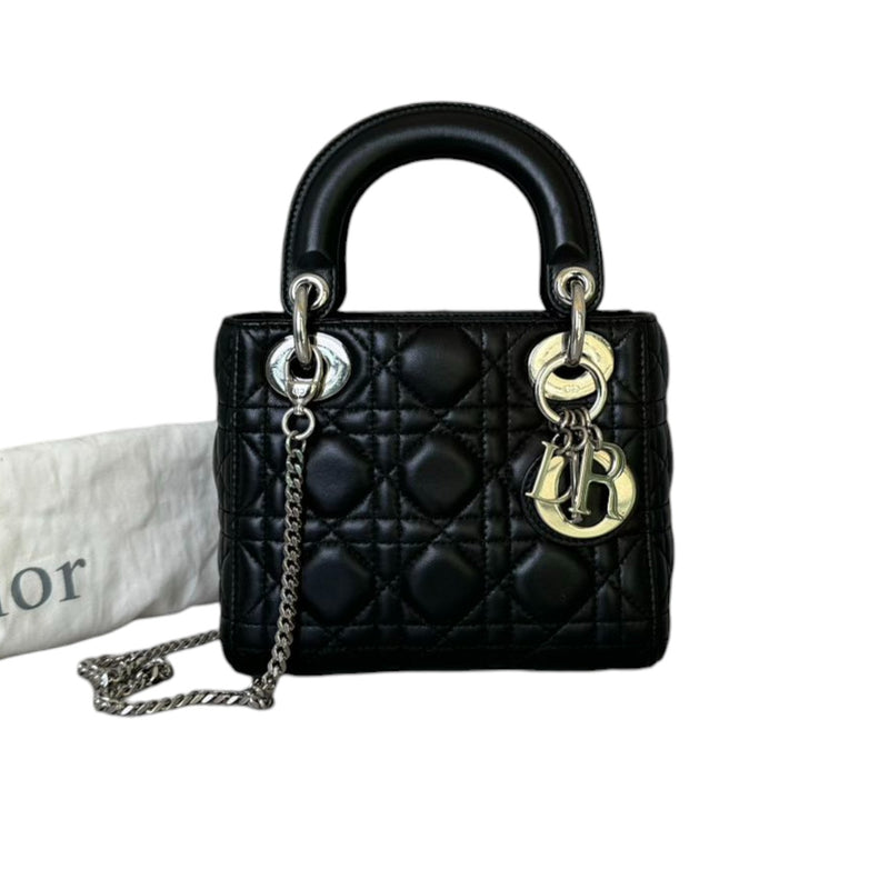 Lady Dior Mini Lambskin Cannage Black SHW