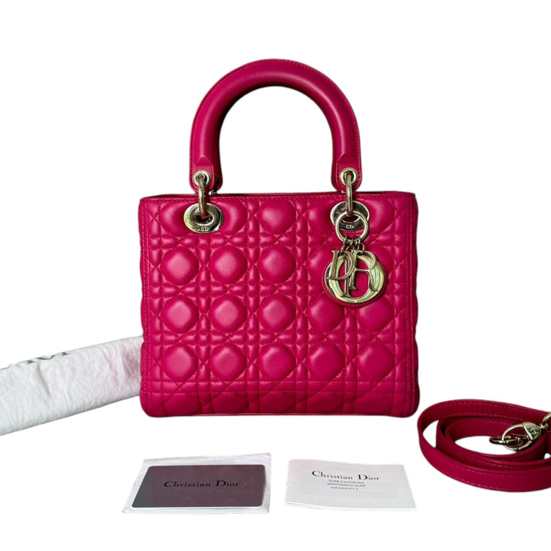 Lady Dior Medium Lambskin Quilted Pink GHW