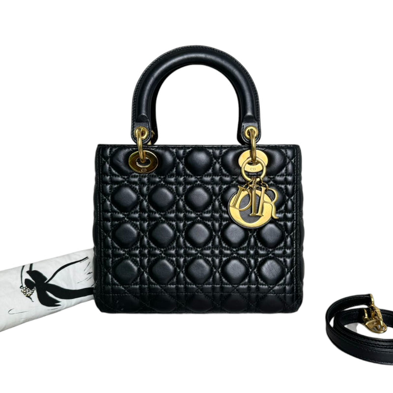 Lady Dior Medium Lambskin Cannage Black GHW