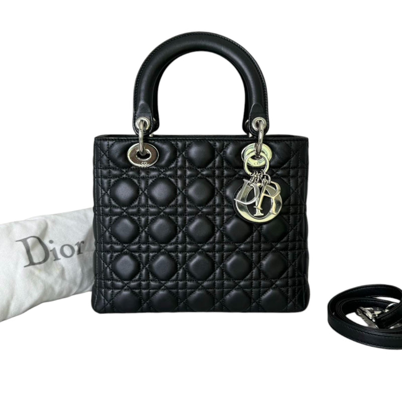 Lady Dior Medium Lambskin Cannage Black SHW