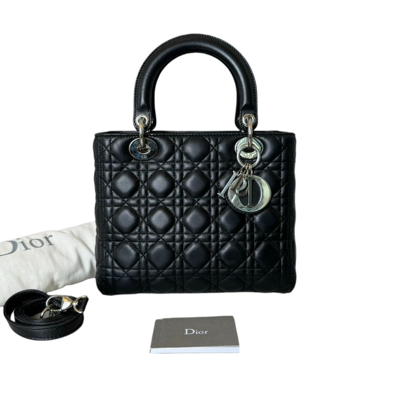 Medium Lady Dior Lambskin Cannage Black SHW