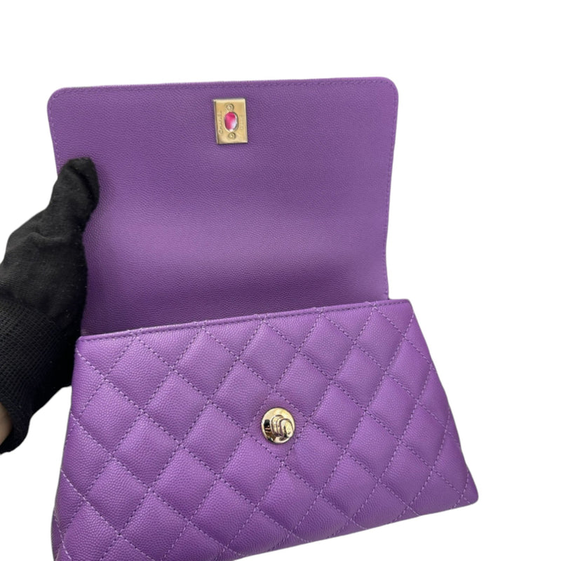 Coco Handle Flap Small Caviar Quilted Purple LGHW