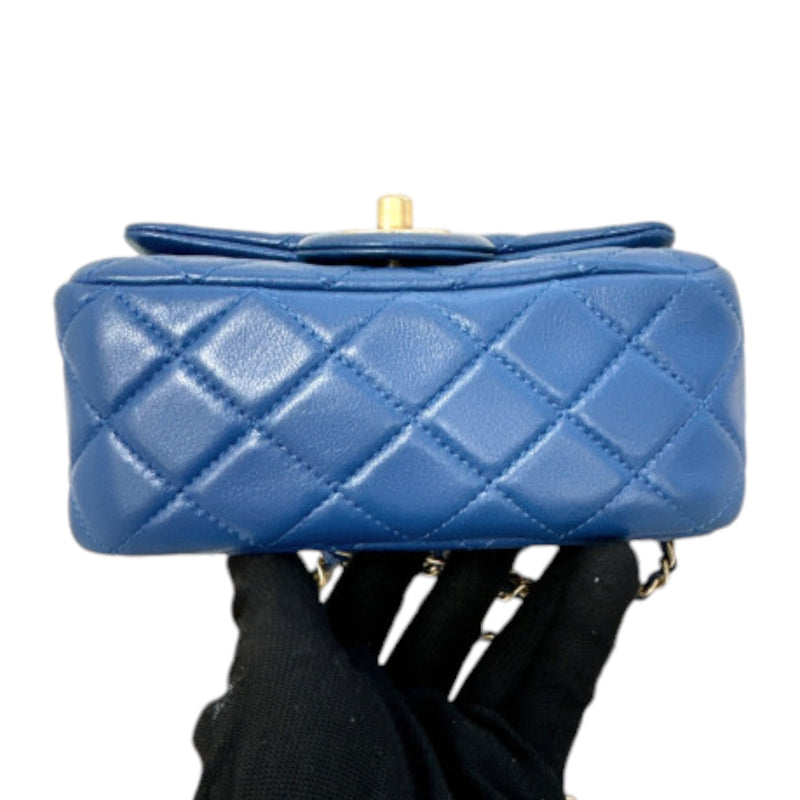 Pearl Crush Flap Mini Lambskin Quilted Blue GHW