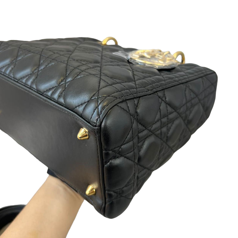 Lady Dior Lambskin Medium Black GHW