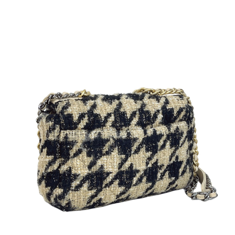 Small 19 Tweed Houndstooth Black Beige MHW