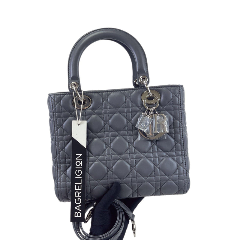 Lady Dior Medium Lambskin Grey SHW