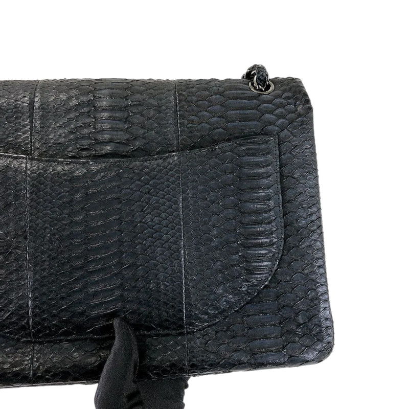 Maxi Double Flap Matte Python Black SHW