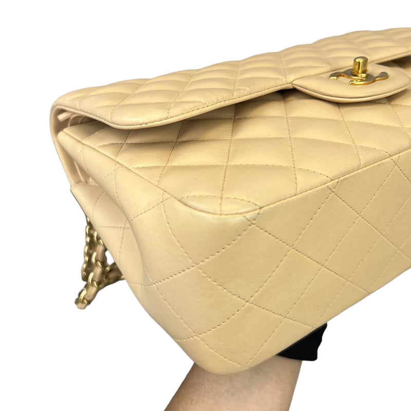 Chanel Double Flap Jumbo Beige Lambskin GHW