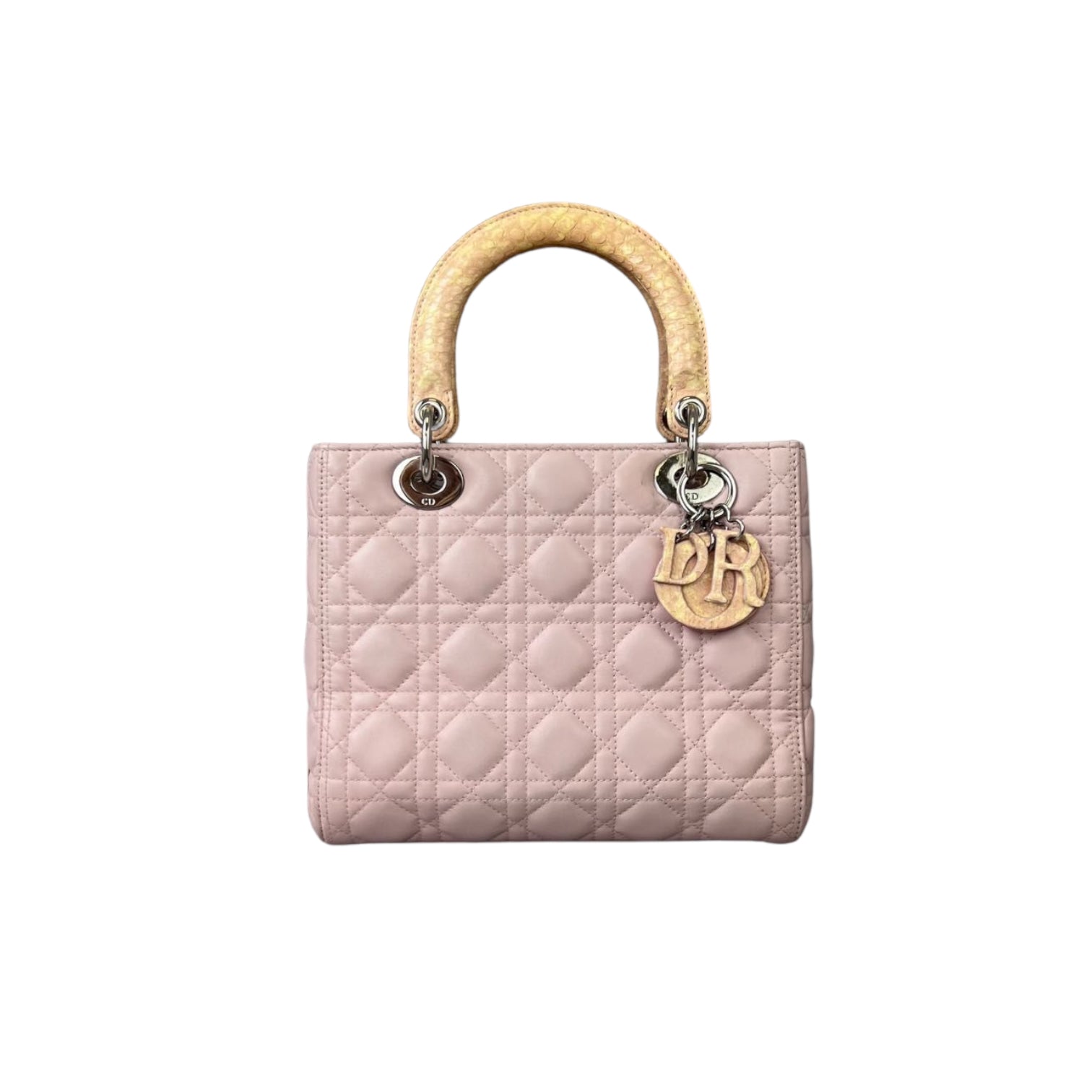 Limited Edition Cannage Lady Dior Medium Python Handle Light Pink GHW Bag Religion