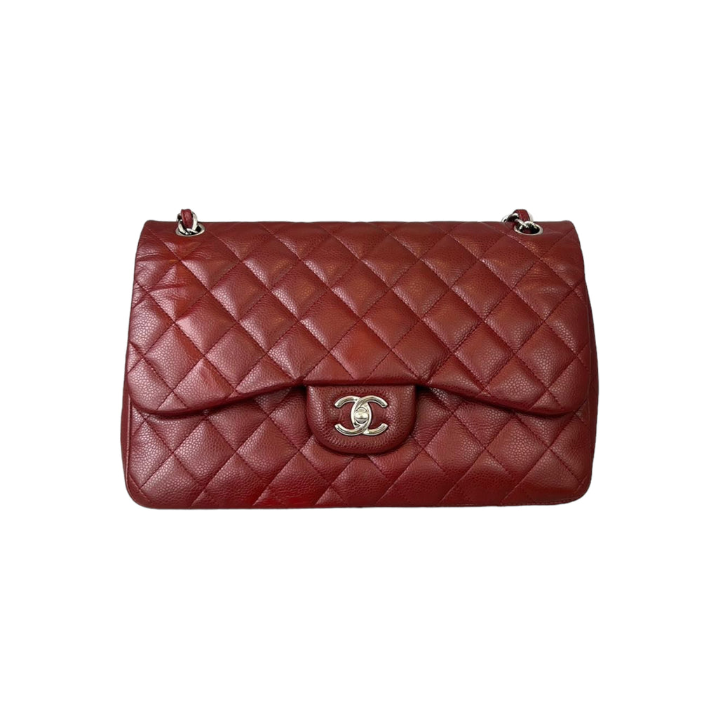 Classic Double Flap Jumbo Caviar Red SHW