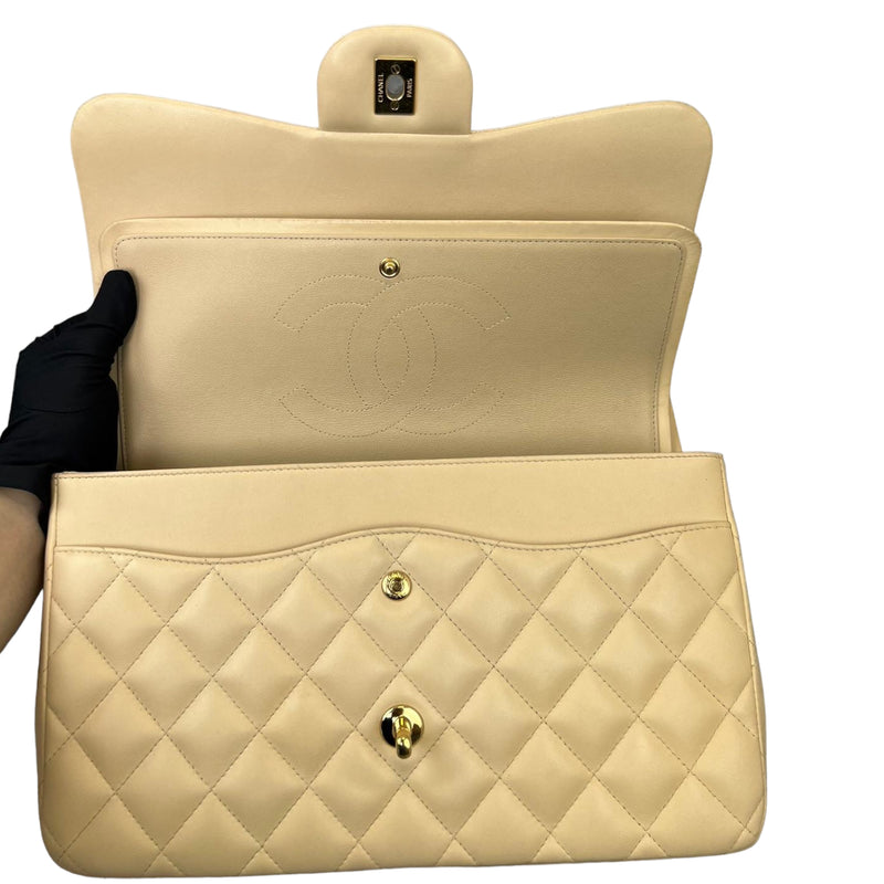 Chanel Double Flap Jumbo Beige Lambskin GHW