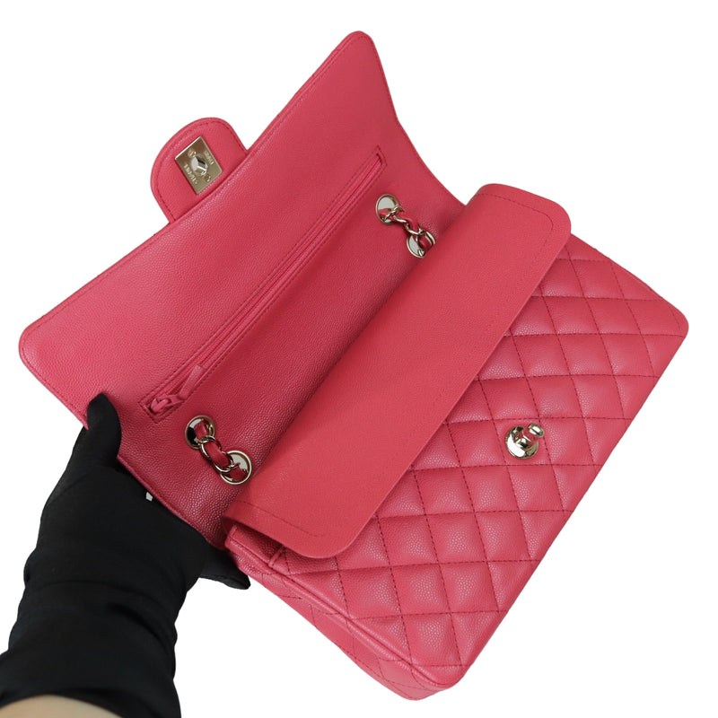 Medium Classic Double Flap Caviar Pink GHW