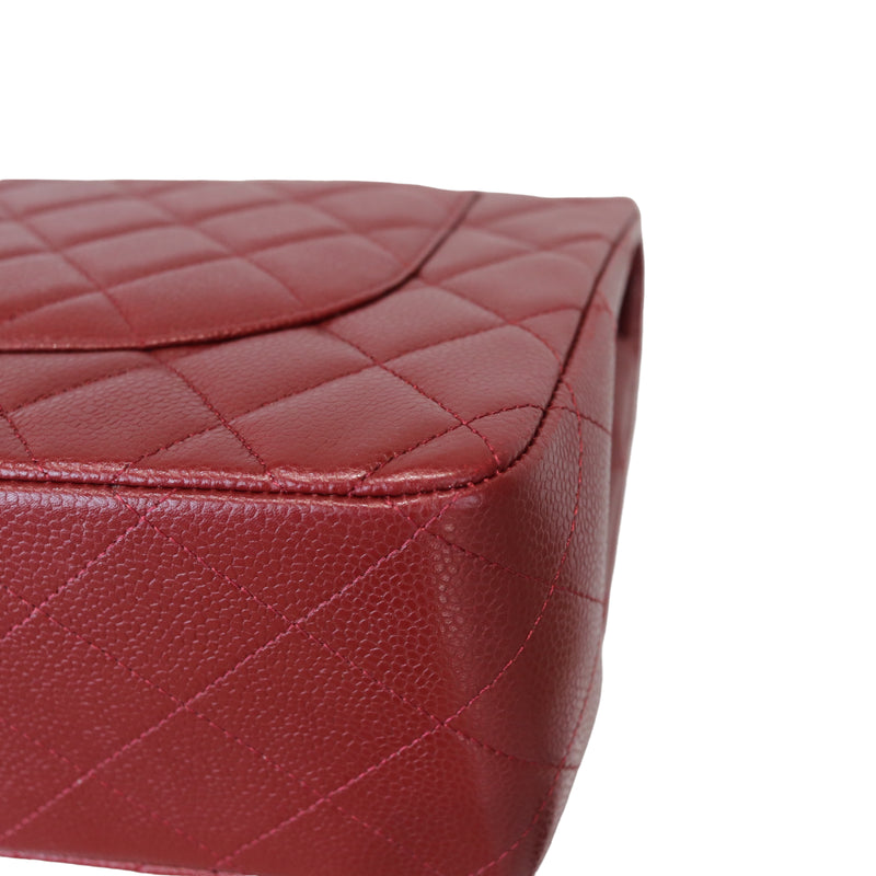 Classic Double Flap Jumbo Caviar Red SHW