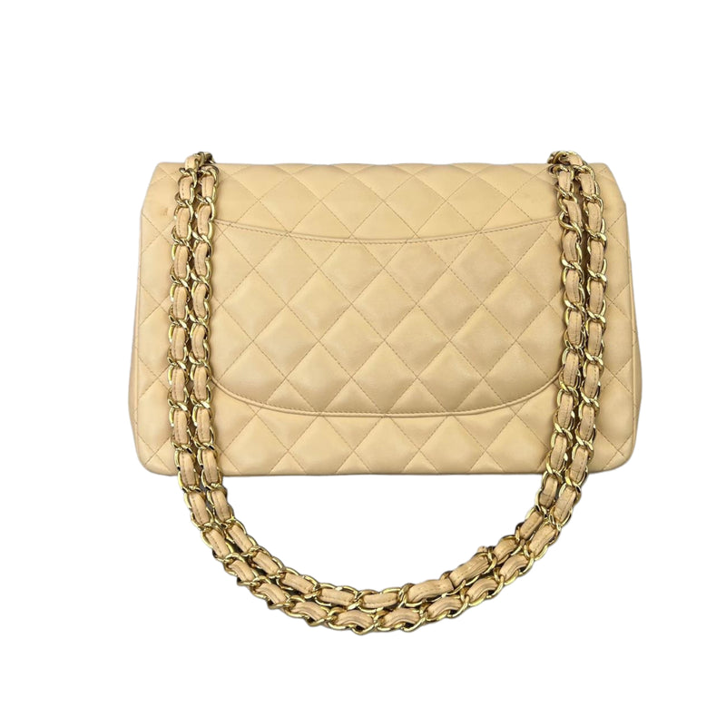 Chanel Double Flap Jumbo Beige Lambskin GHW