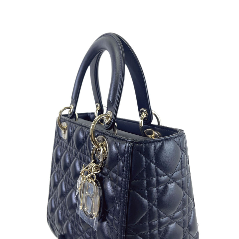 Classic Lambskin Medium Lady Dior Black SHW