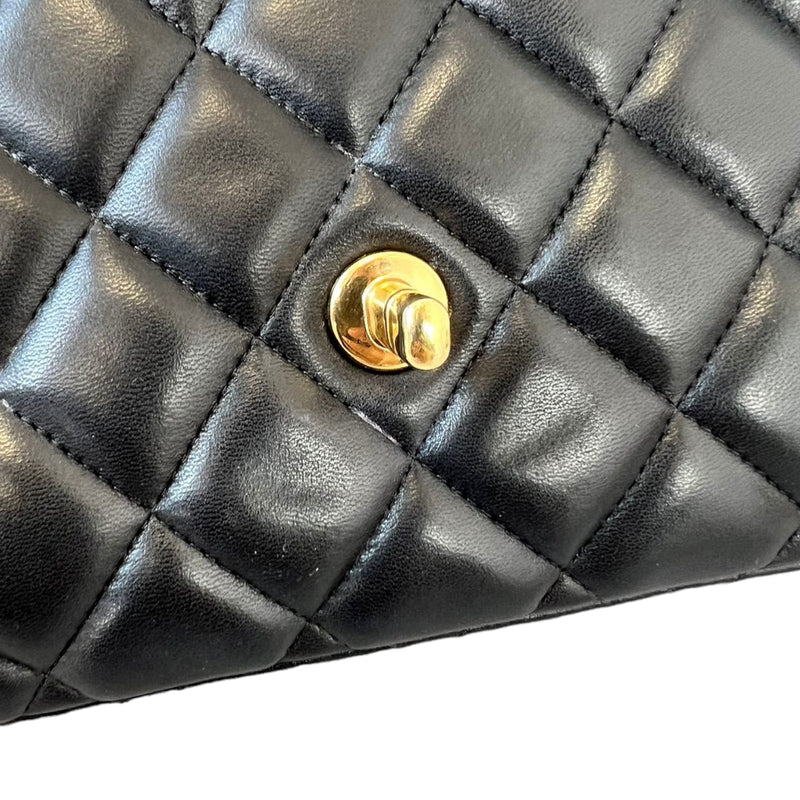 CHANEL Lambskin Chain Around Maxi Flap Bag Black 24378