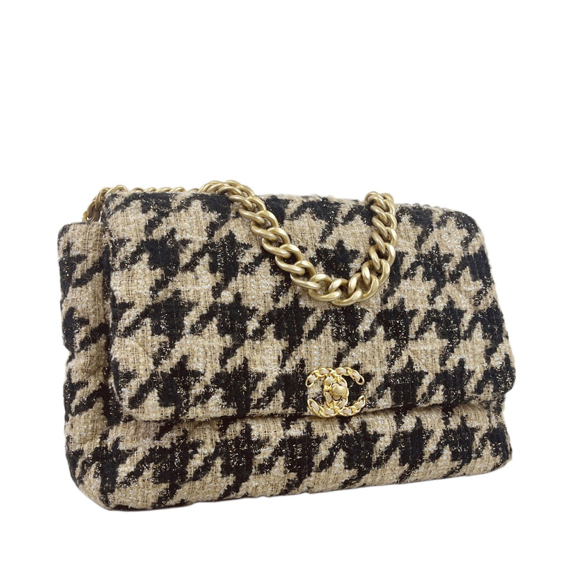 Chanel 19 Houndstooth Ribbon Tweed Maxi Flap Bag Nwt Rare Collectors Piece   eBay